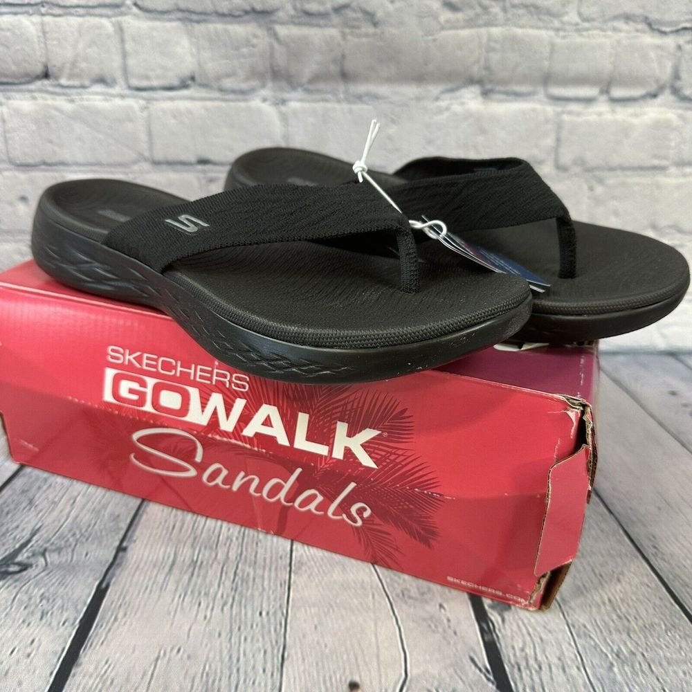 Skechers Women's On The Go 600 Flip Flop Sandals Black #140037 Size:9